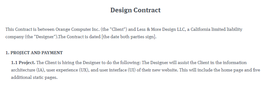 An example of a freelance contract.