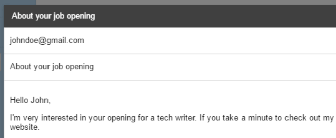 An example of an email pitch.