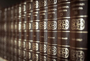 A row of encyclopaedias.