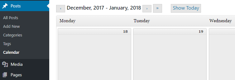 The Calendar tab.