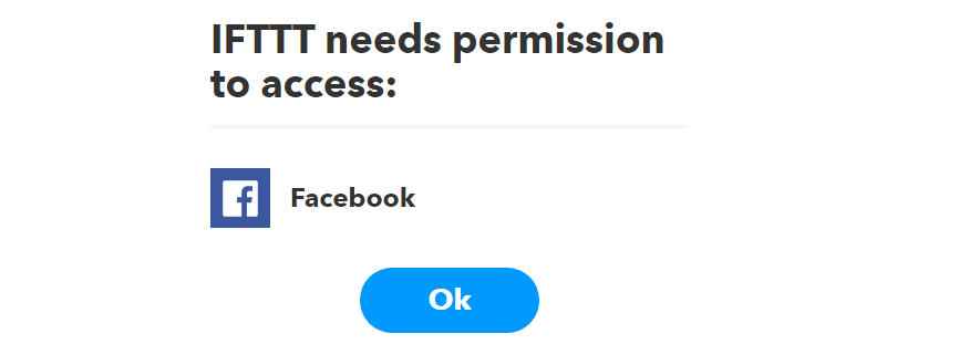 Connecting your Facebook account to IFTTT.
