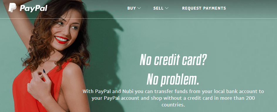 The PayPal homepage.