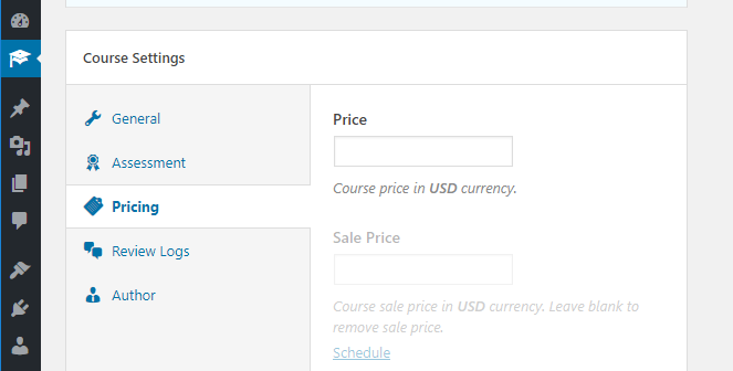 Setting a price for your course.