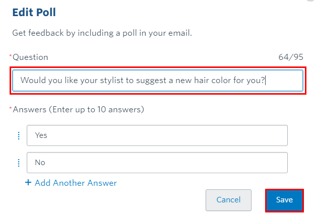 Adding a poll to your email newsletter.
