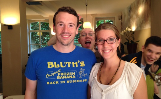 Ramona and I, with Michal practicing the art of photobombing in the background (and Krzytof looking on).
