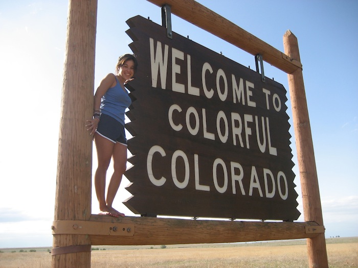 Susan at the Colorado border