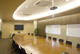 An empty boardroom.