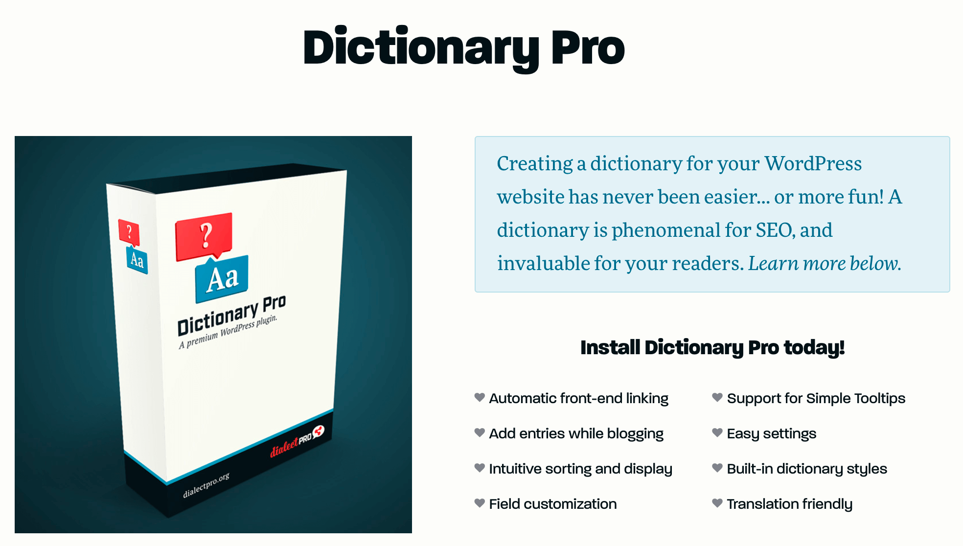Dictionary Pro WordPress plugin
