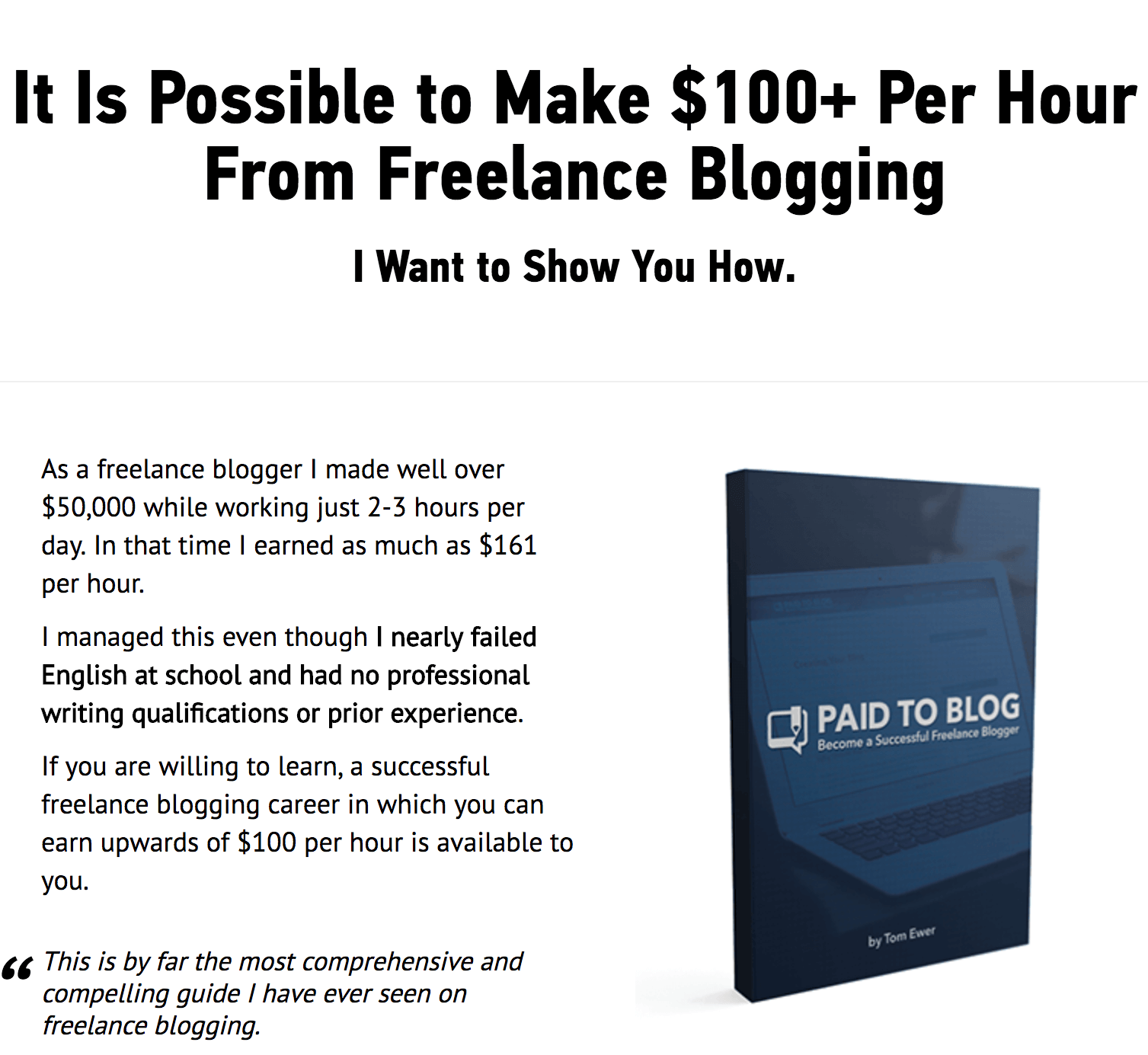 The Paid to Blog home page.