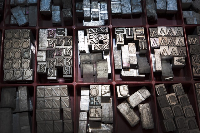 A collection of printing blocks.