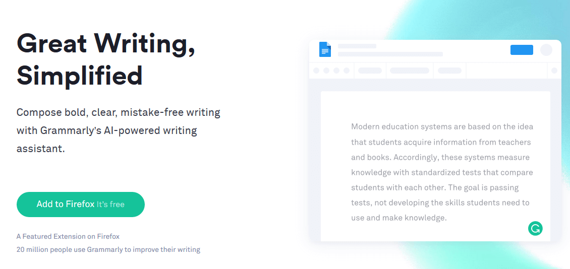 The Grammarly homepage.