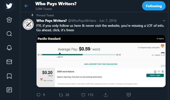 The Who Pays Writers Twitter account.