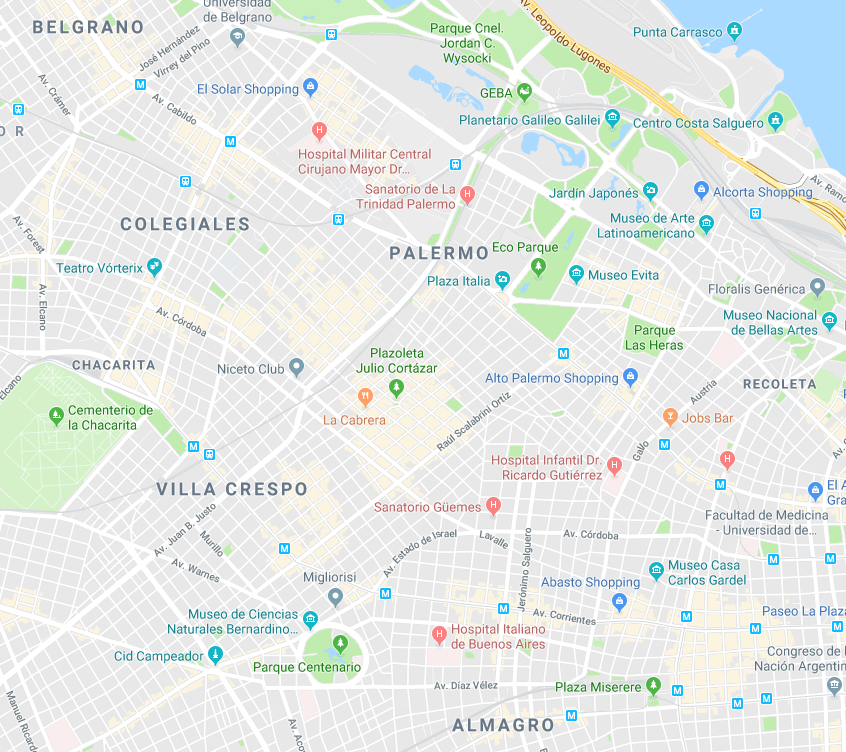 Part of Buenos Aires seen from Google Maps.