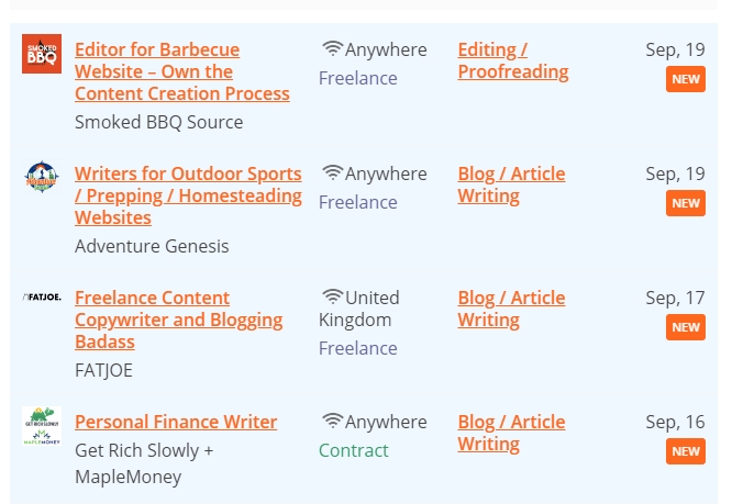 A screenshot of ProBlogger Jobs.