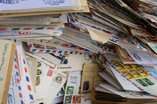 Dozens of mail envelopes.