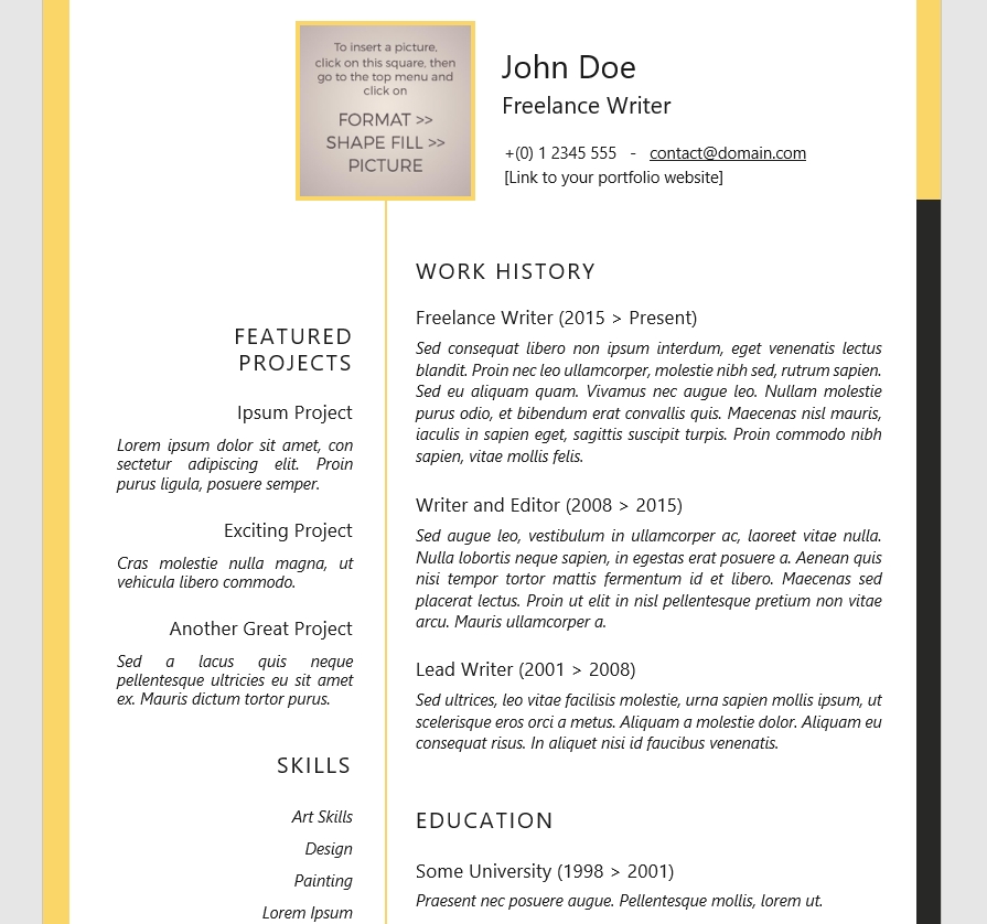 An example of a freelance writing resume.
