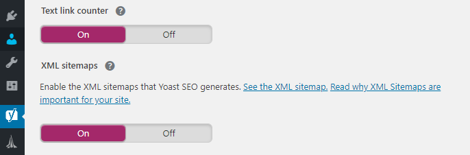Enabling XML sitemaps using Yoast.